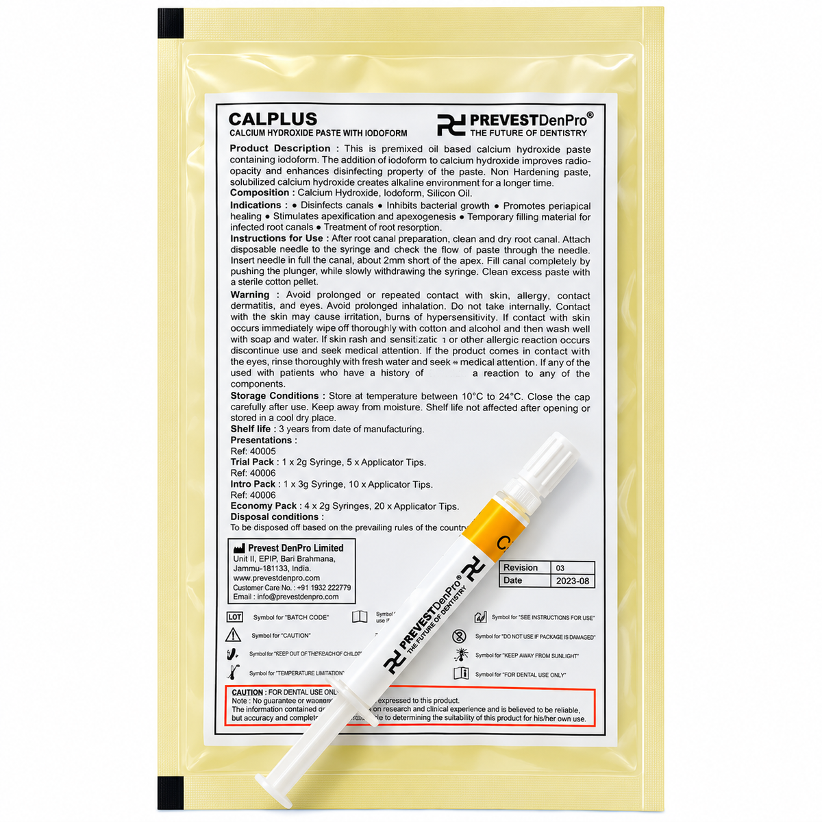 Prevest Denpro Calplus Calcium hydroxide paste With Iodoform 2g- Intro pack