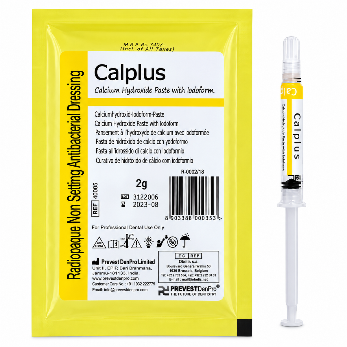 Prevest Denpro Calplus Calcium hydroxide paste With Iodoform 2g- Intro pack