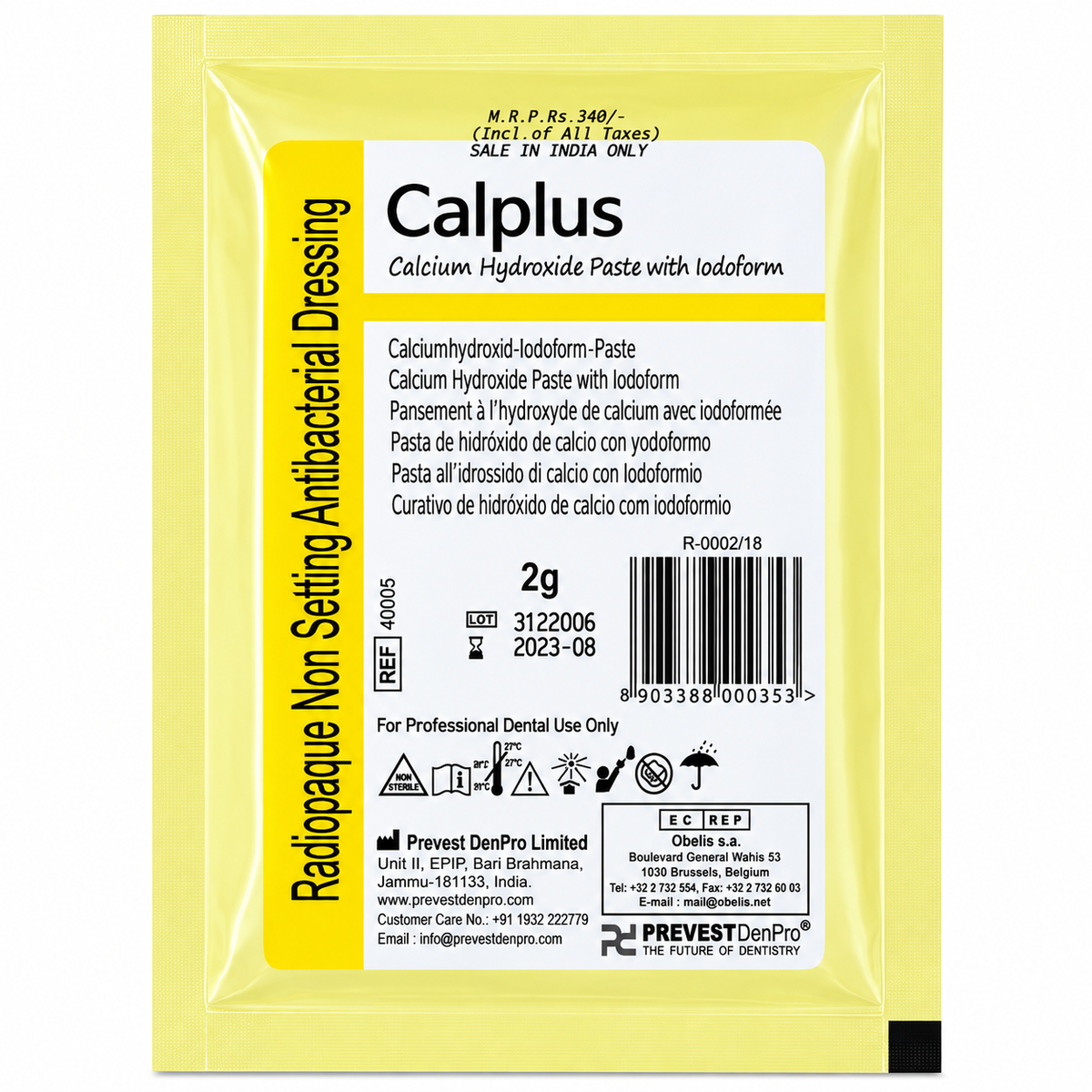 Prevest Denpro Calplus Calcium hydroxide paste With Iodoform 2g- Intro pack