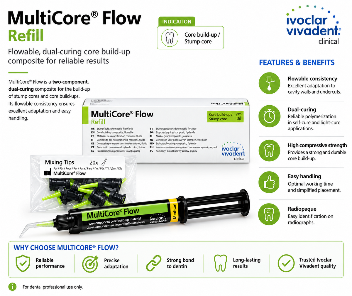Ivoclar Multicore Flow Self Cure Composite Core Build Up Material Light Cure